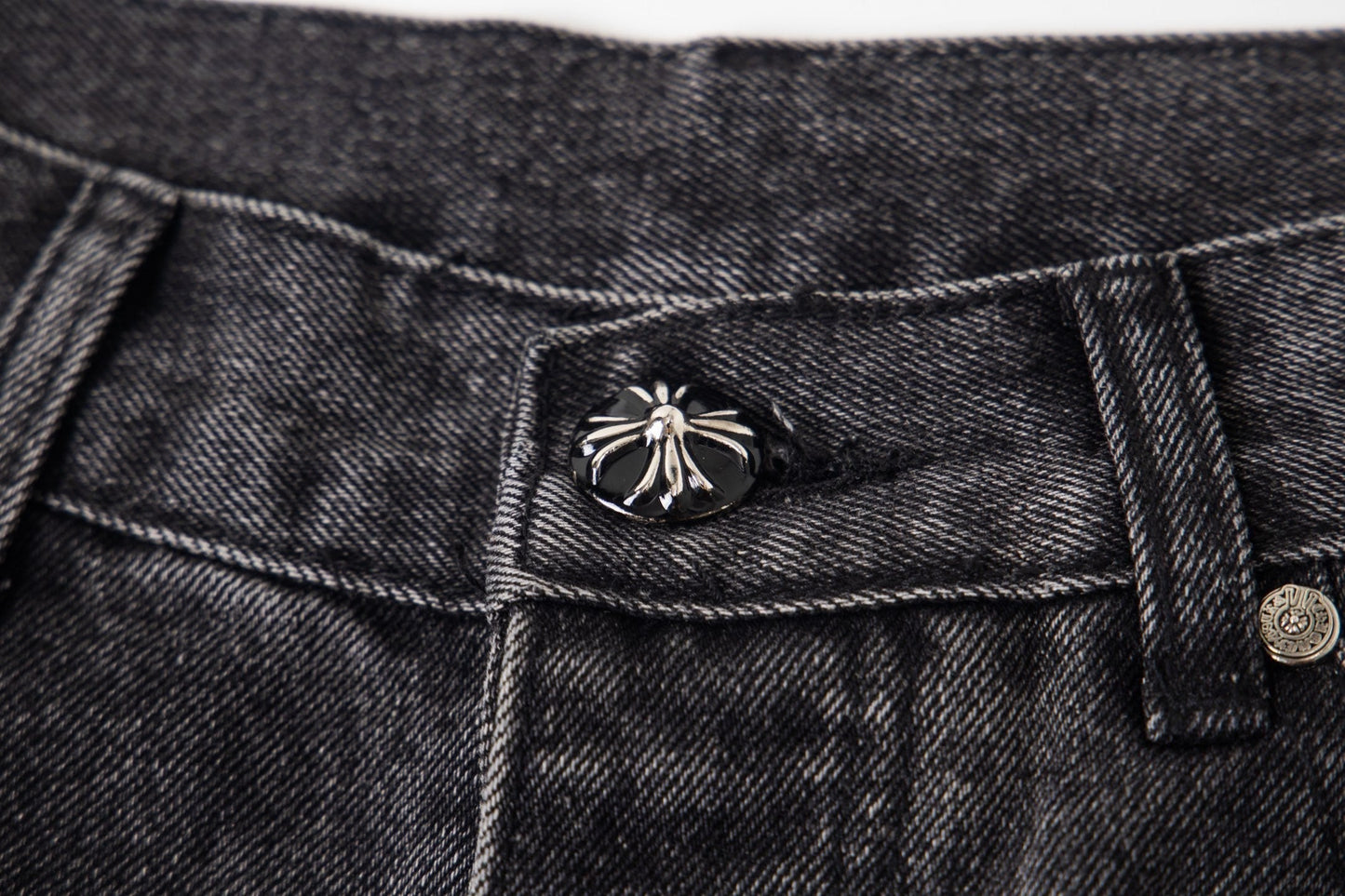 Chrome Hearts Multi Cross Patch Denim Jeans - Grey Gothic Street Pants 1111