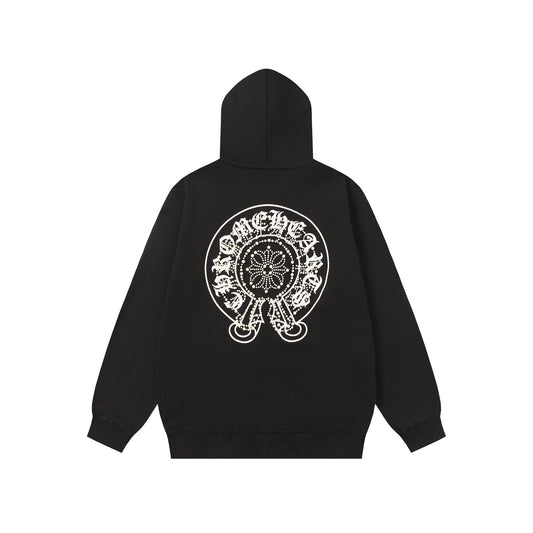Chrome Hearts Rhinestone Horseshoe Hoodie - Black Gothic Streetwear Sweatshirt 2601