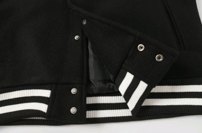 Chrome Hearts Black White Street Style Baseball Coat 0002