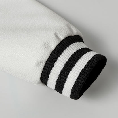 Chrome Hearts Layered Cross Varsity Jacket - Black White Street Style Outerwear 2208