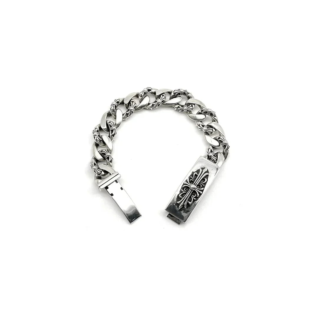 Chrome Hearts Silver Cross Link Cuban Bracelet